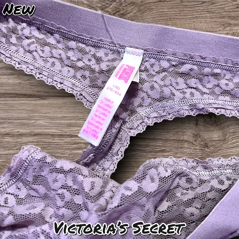 New Victoria's Secret Sexy lilac purple Lace thong - Picture 3 of 5